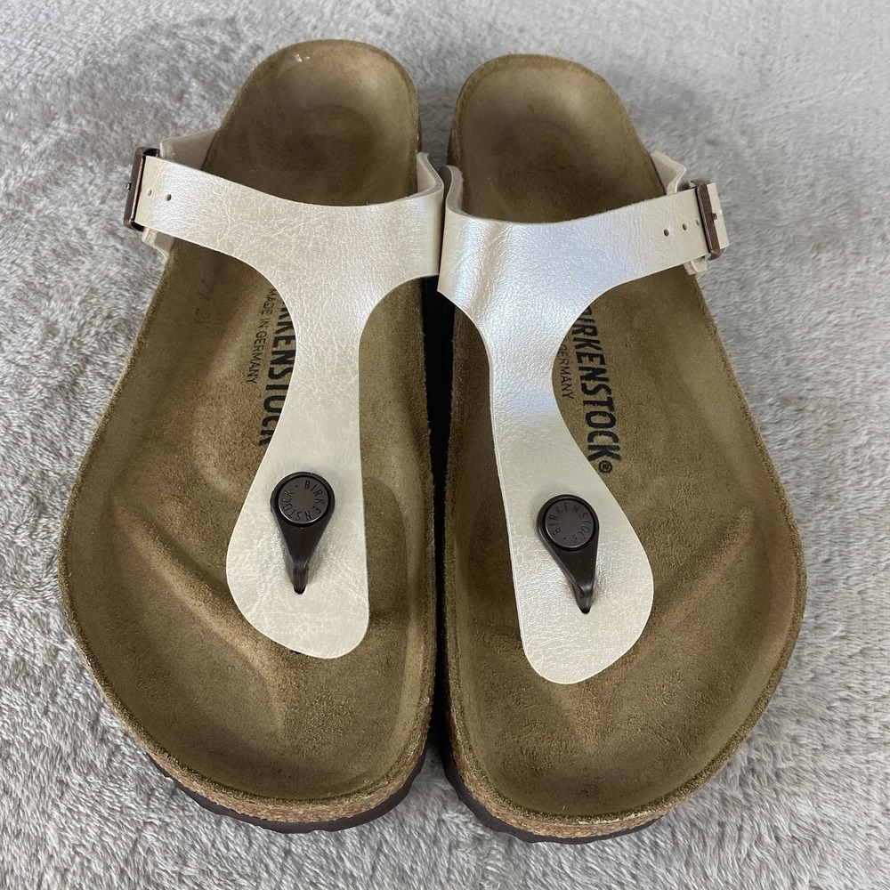 Birkenstock Gizeh Sandals Womens US 6 EU 37 Pearl White Birko Regular Fit NEW - Picture 8 of 10